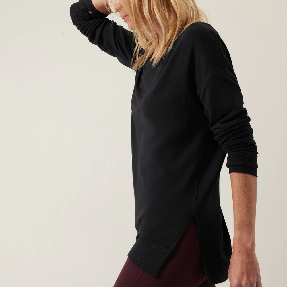NWT Athleta Black Coaster Luxe V-neck Sweatshirt - Picture 2 of 10